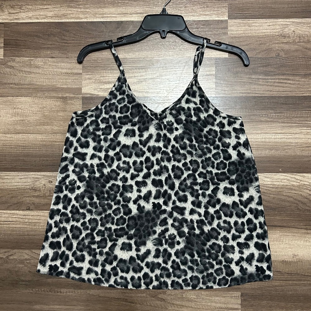Sophie & Kate Women's Cami Tank S Grey Black Leopard Print NEW Adjustable Straps
